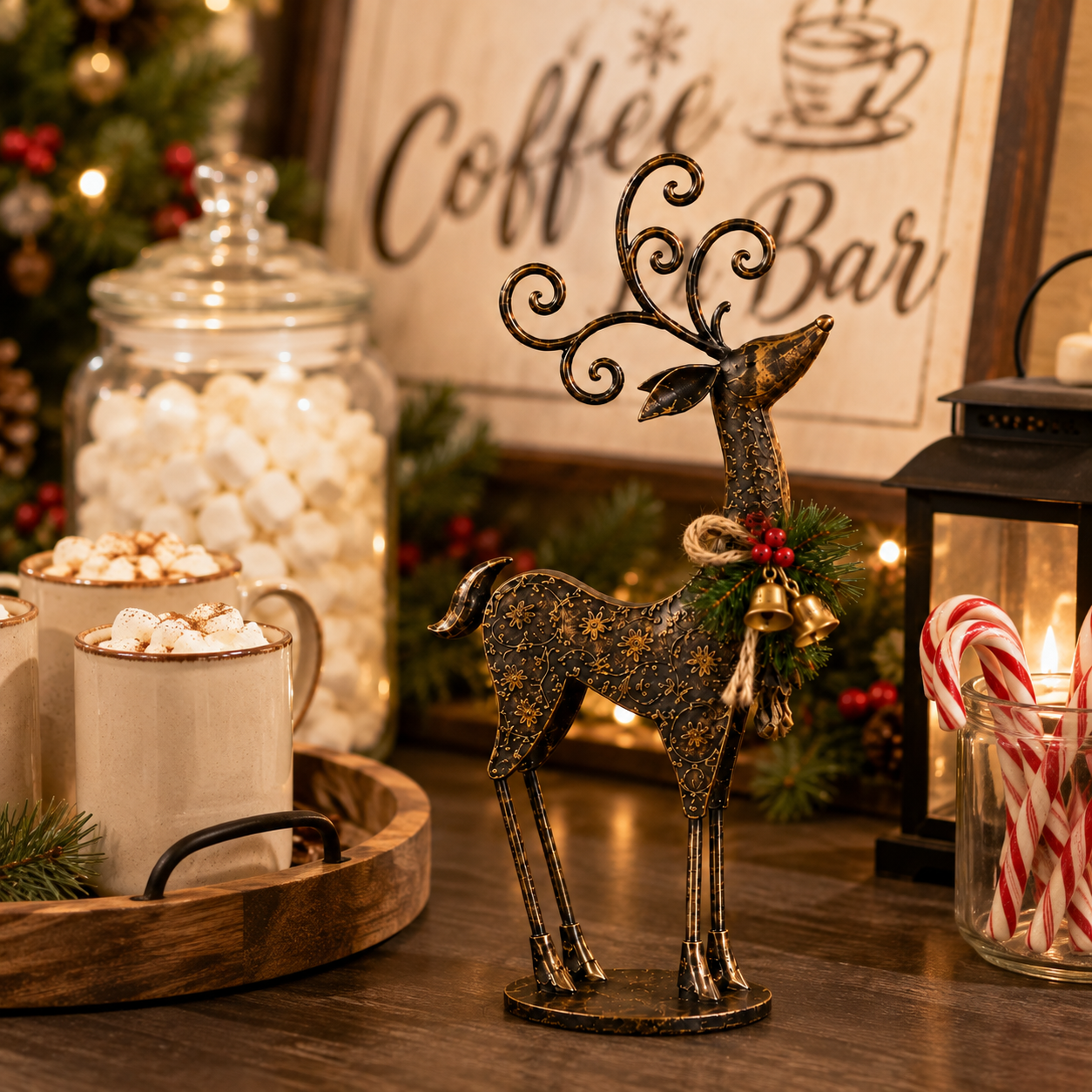 Vintage Bronze Metal Reindeer Figurine