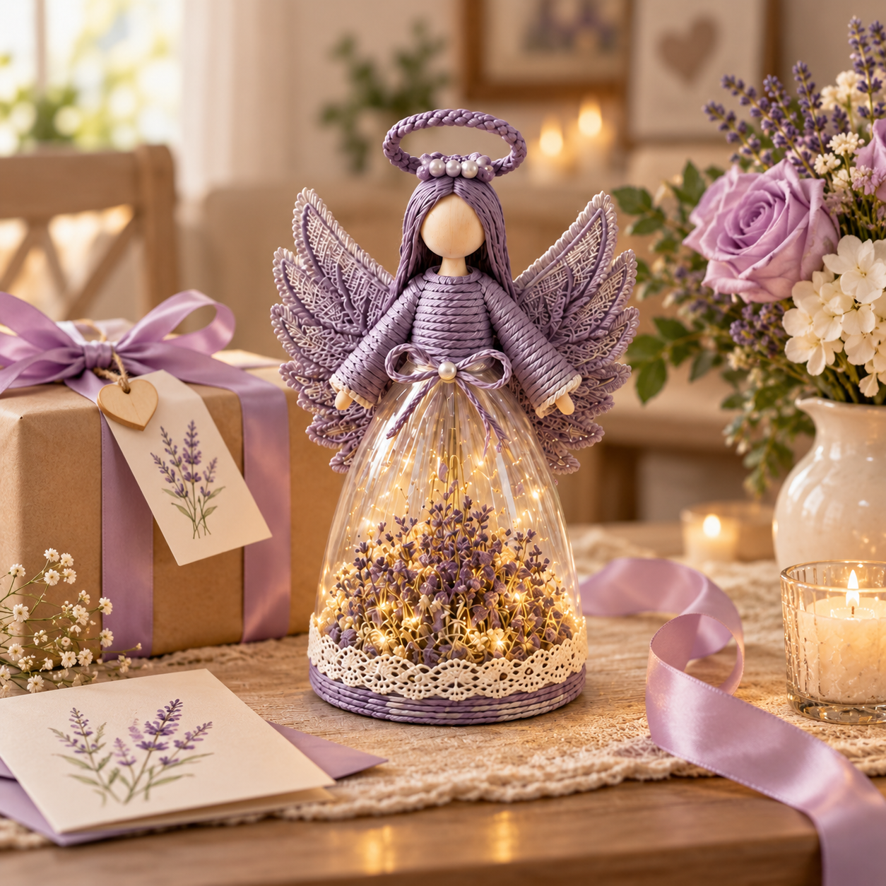 Lighted Floral Angel Figurine