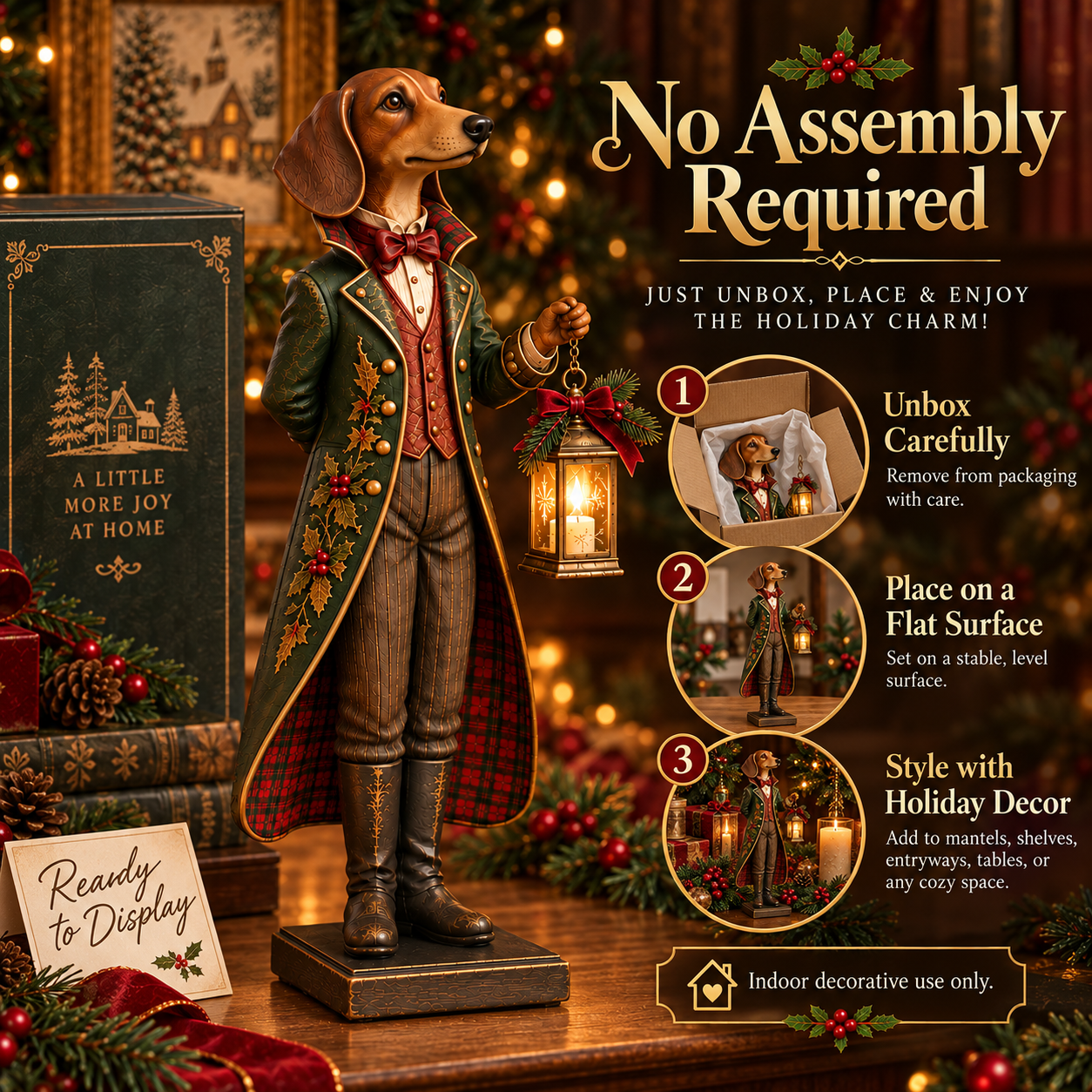 Vintage Christmas Gentleman Dachshund Figurine