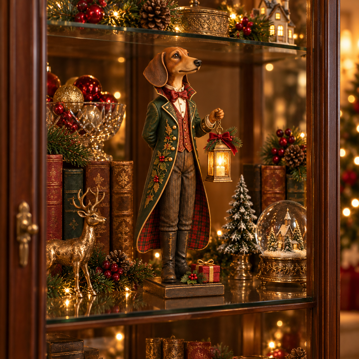 Vintage Christmas Gentleman Dachshund Figurine