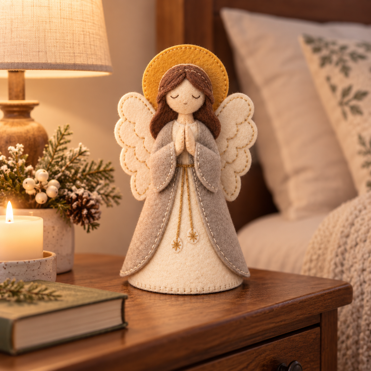 Handmade-Style Felt Praying Mary Figurine