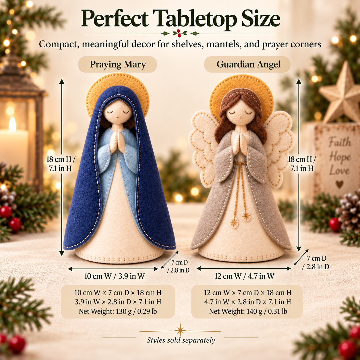 Handmade-Style Felt Praying Mary Figurine