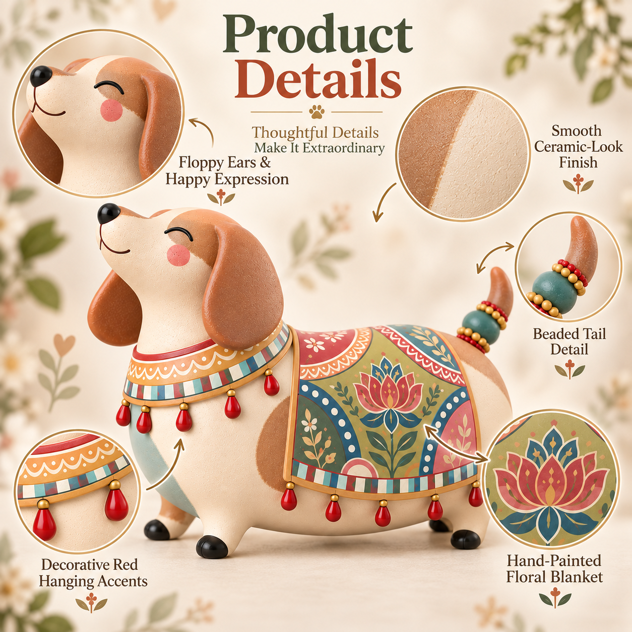 Whimsical Folk Art Dachshund Figurine