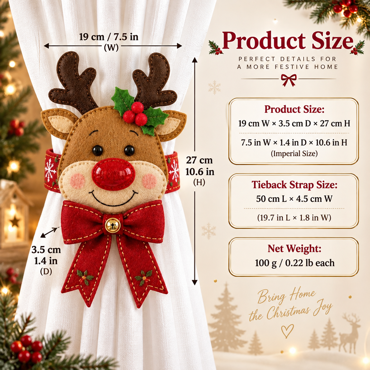 Christmas Reindeer Curtain Tieback