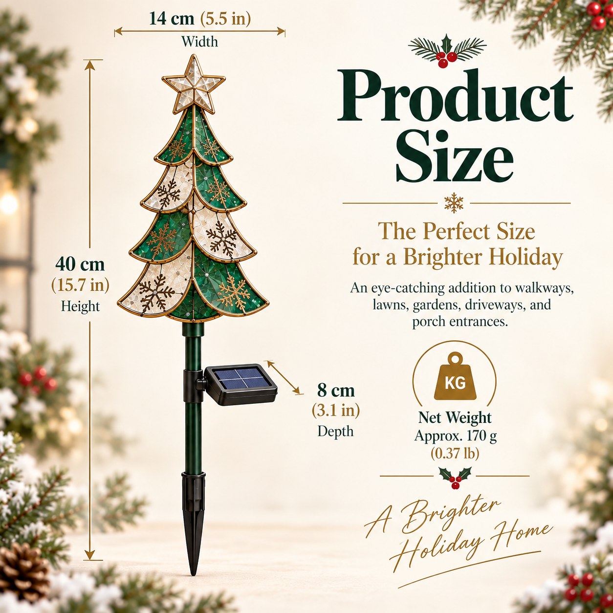 Solar Christmas Tree Pathway Light
