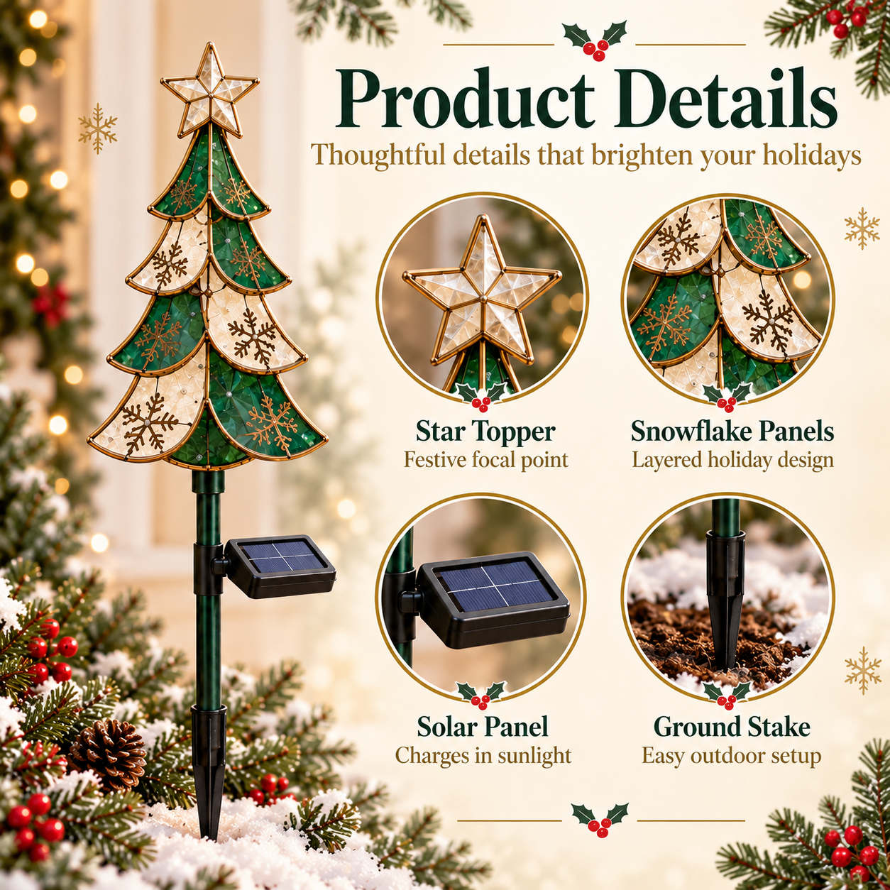Solar Christmas Tree Pathway Light