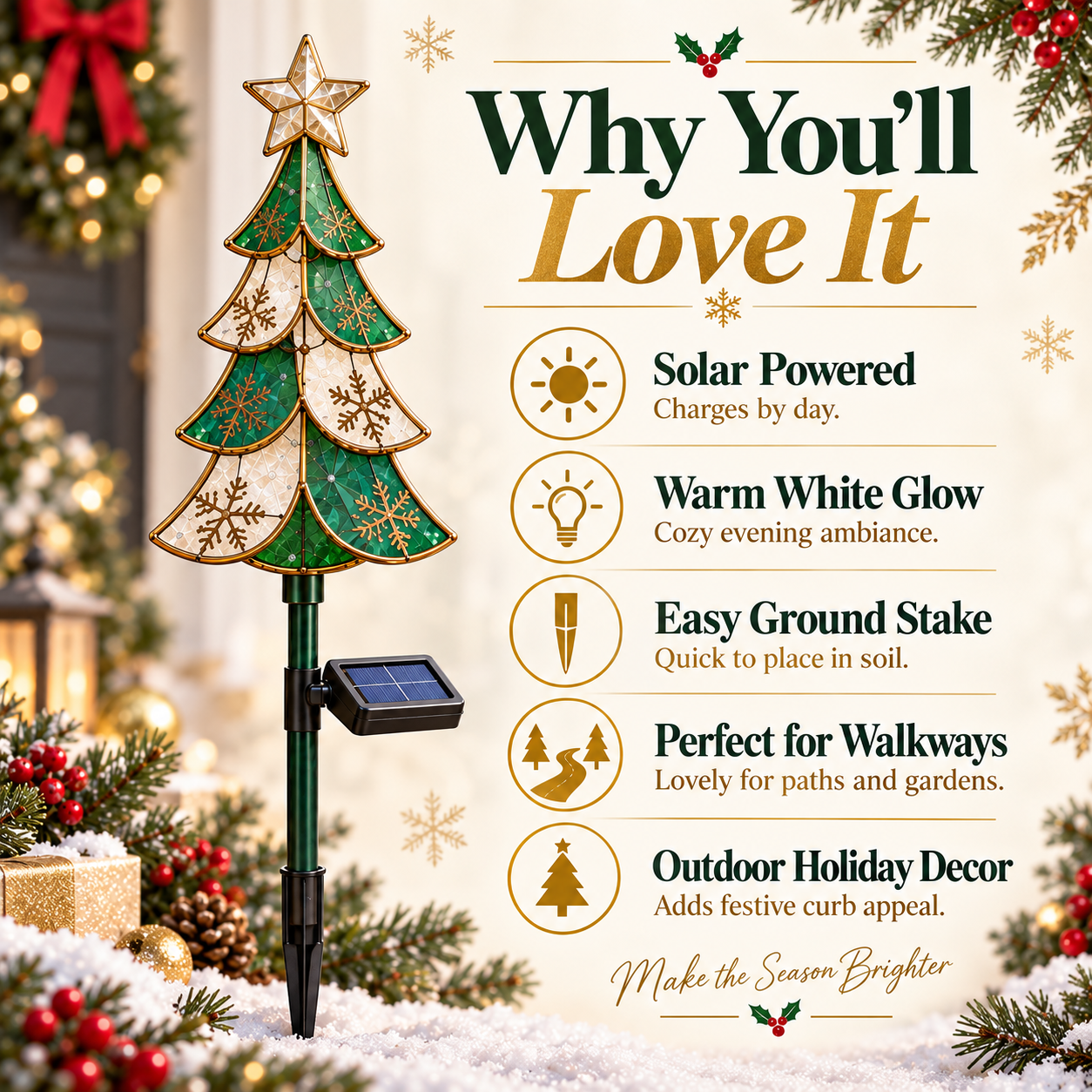 Solar Christmas Tree Pathway Light