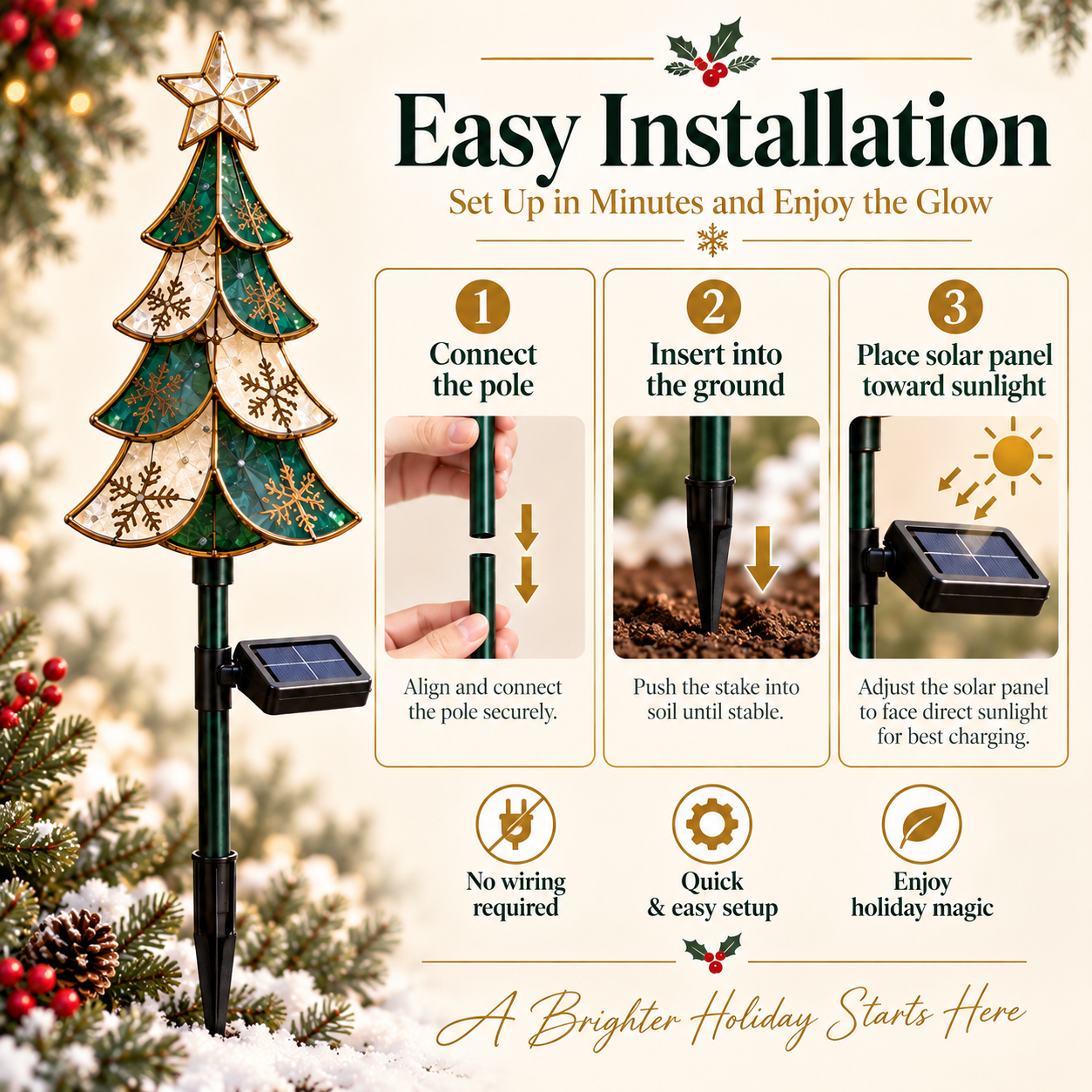 Solar Christmas Tree Pathway Light