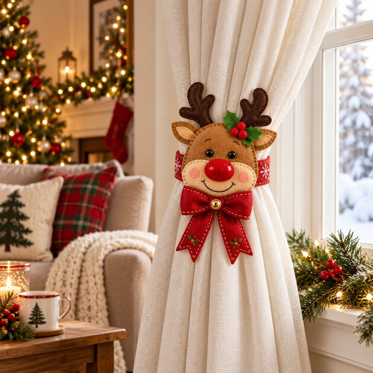 Christmas Reindeer Curtain Tieback