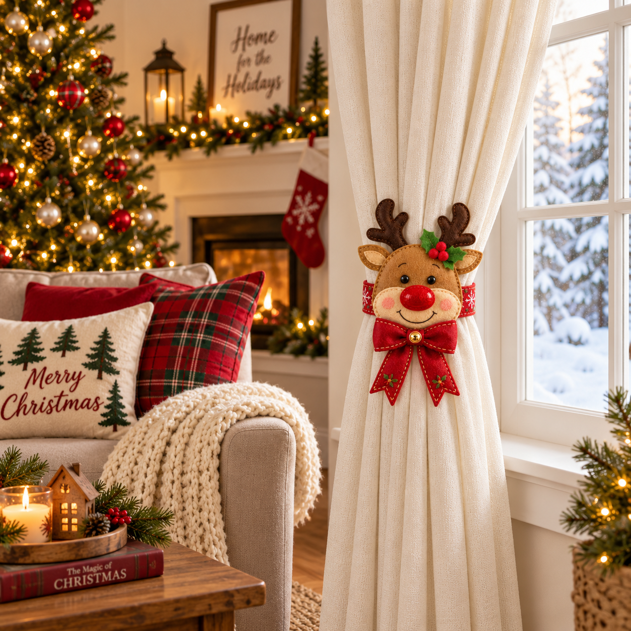 Christmas Reindeer Curtain Tieback
