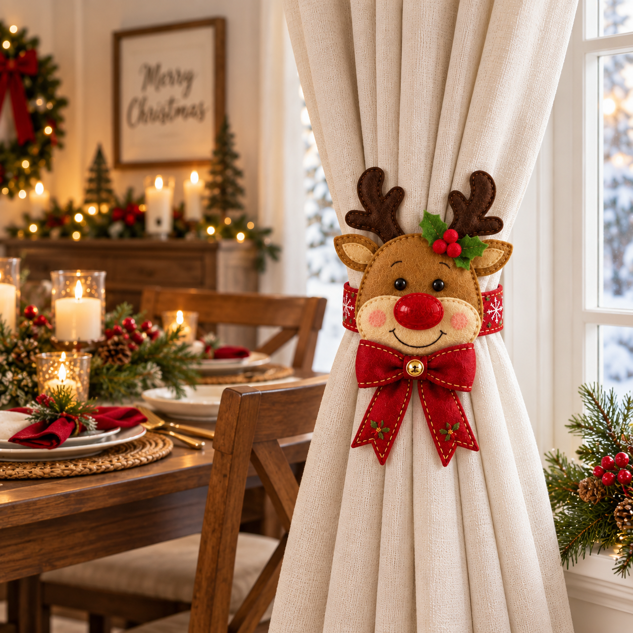 Christmas Reindeer Curtain Tieback
