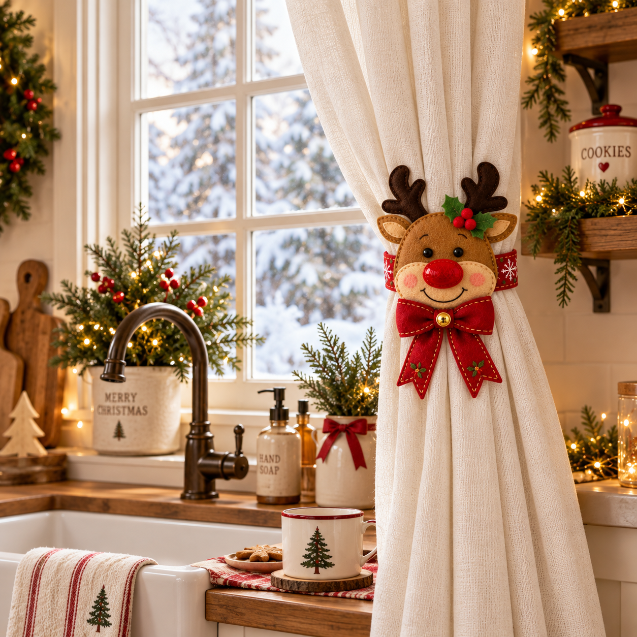 Christmas Reindeer Curtain Tieback