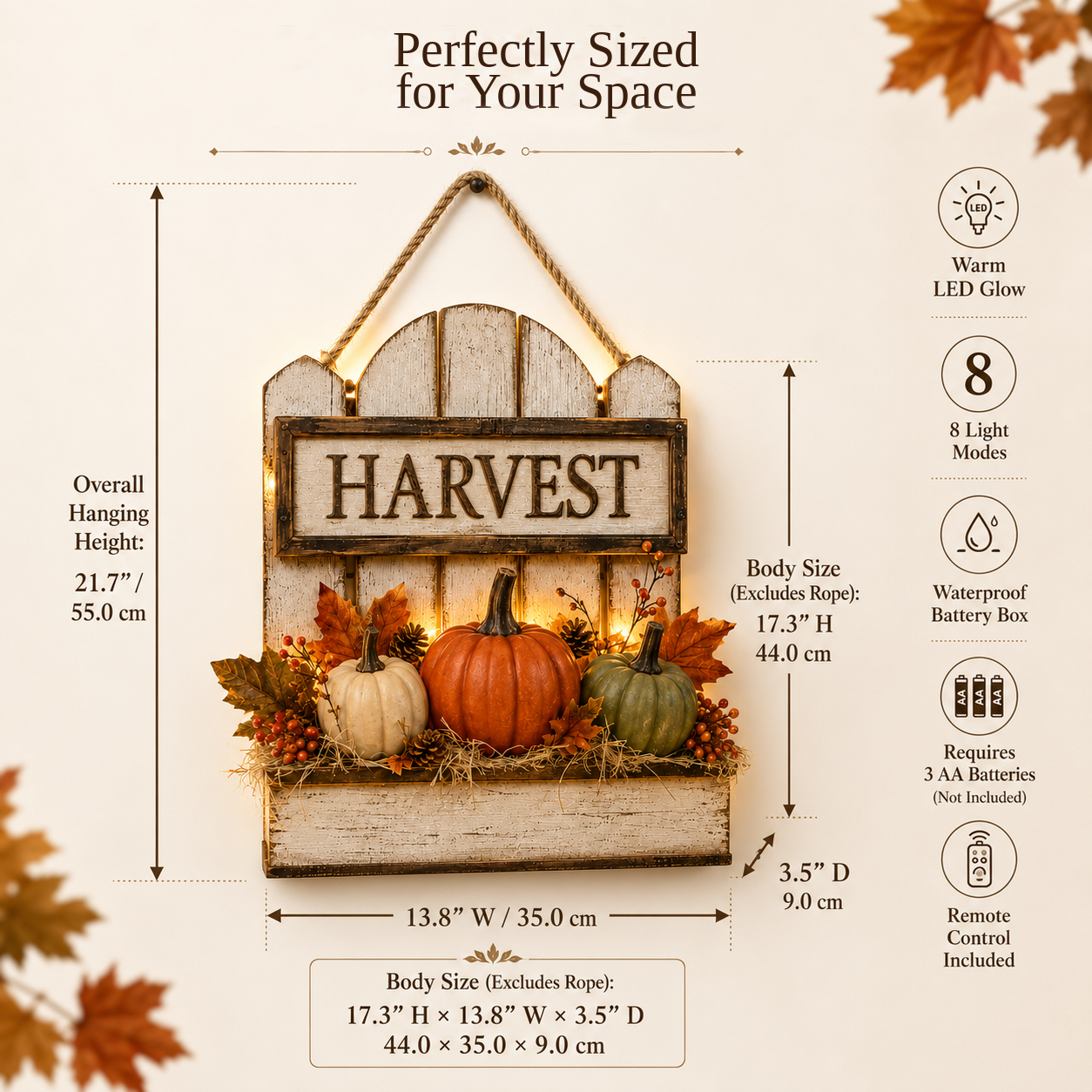🍂 Rustic Light-Up Harvest Pumpkin Wall Décor