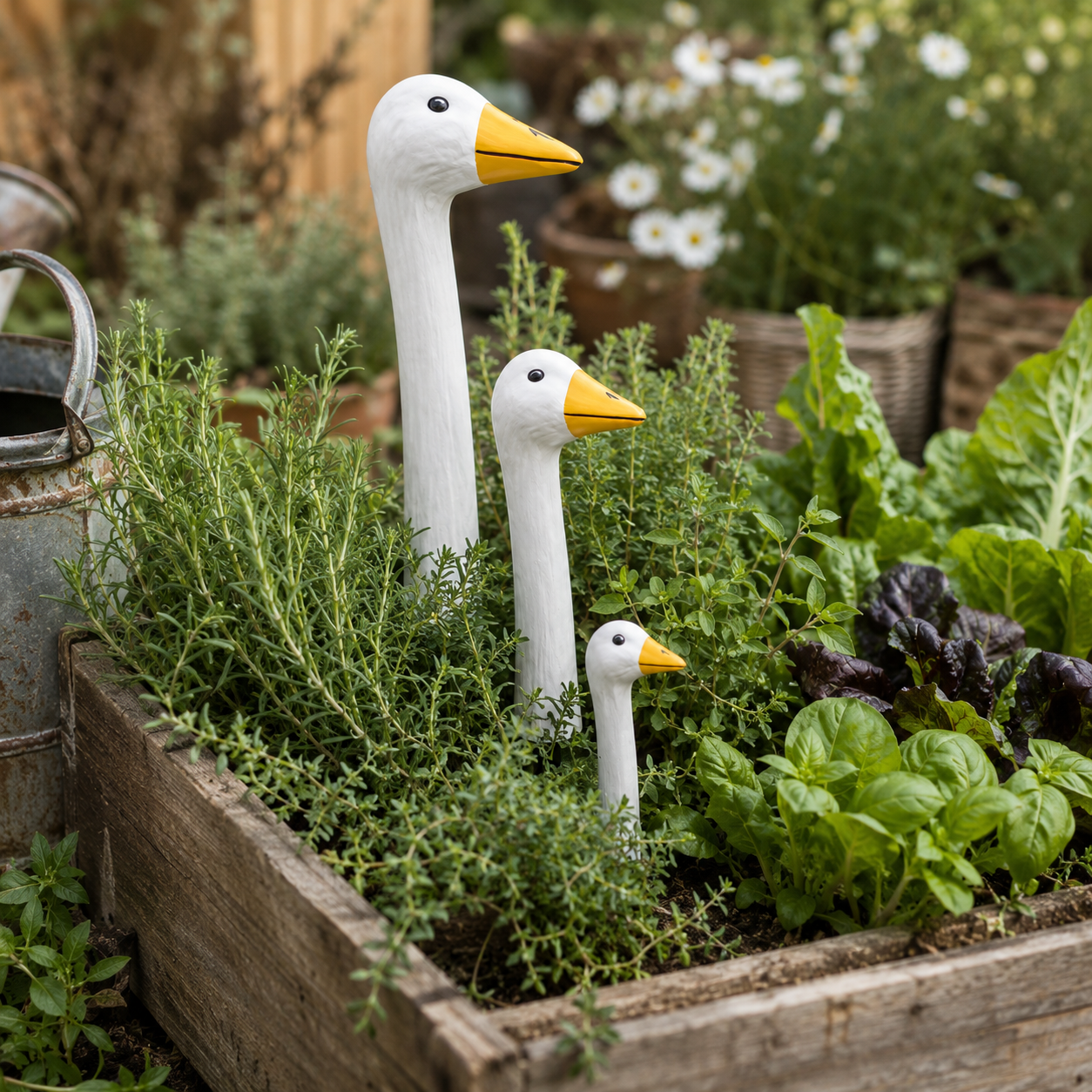 Peekaboo Goose Garden Stakes – 3-Piece Set