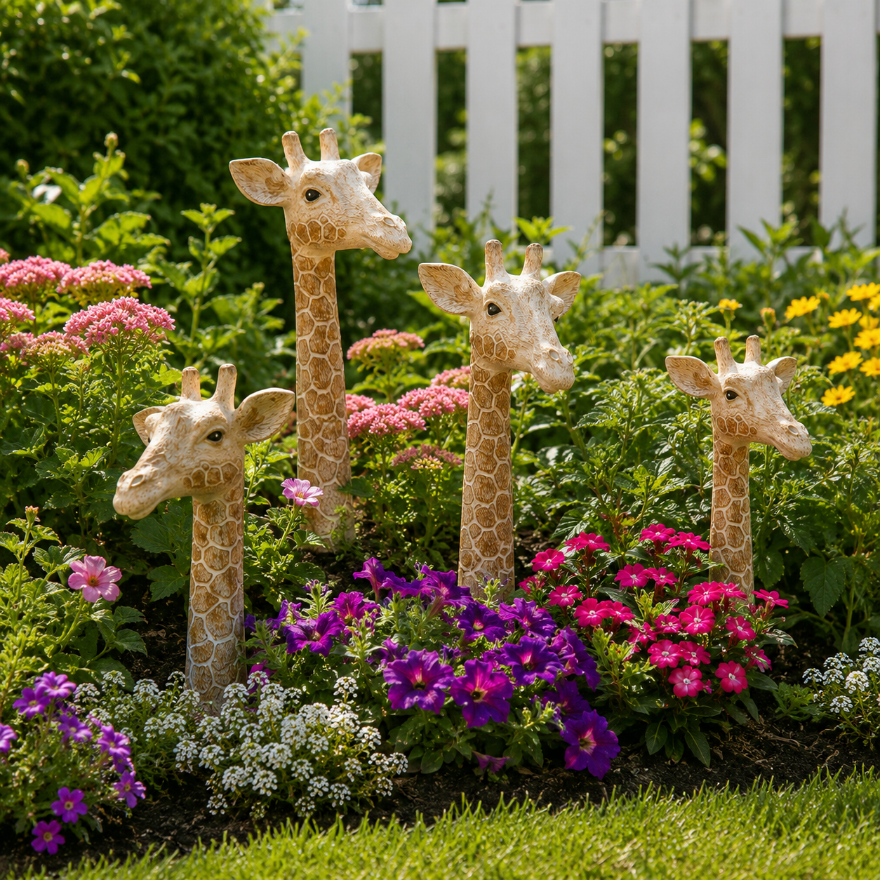 1pcs/Giraffe Garden Stake Decor, Cute Resin Giraffe Head Yard Art Statue