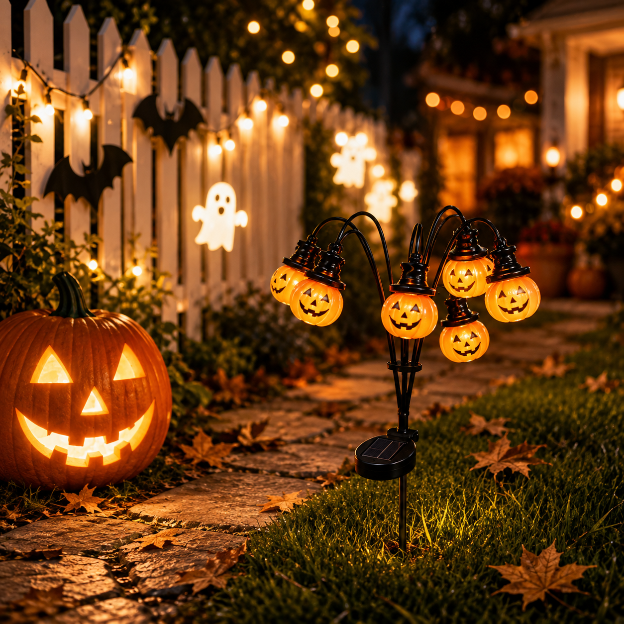 Solar-Powered Halloween Pumpkin Garden Stake Light