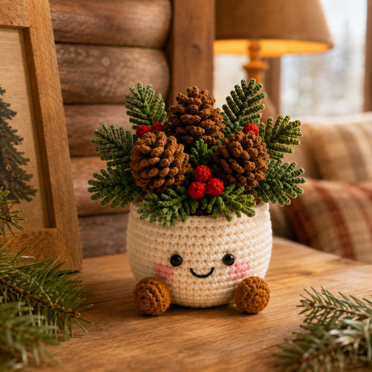 Handmade Crochet Christmas Potted Decor