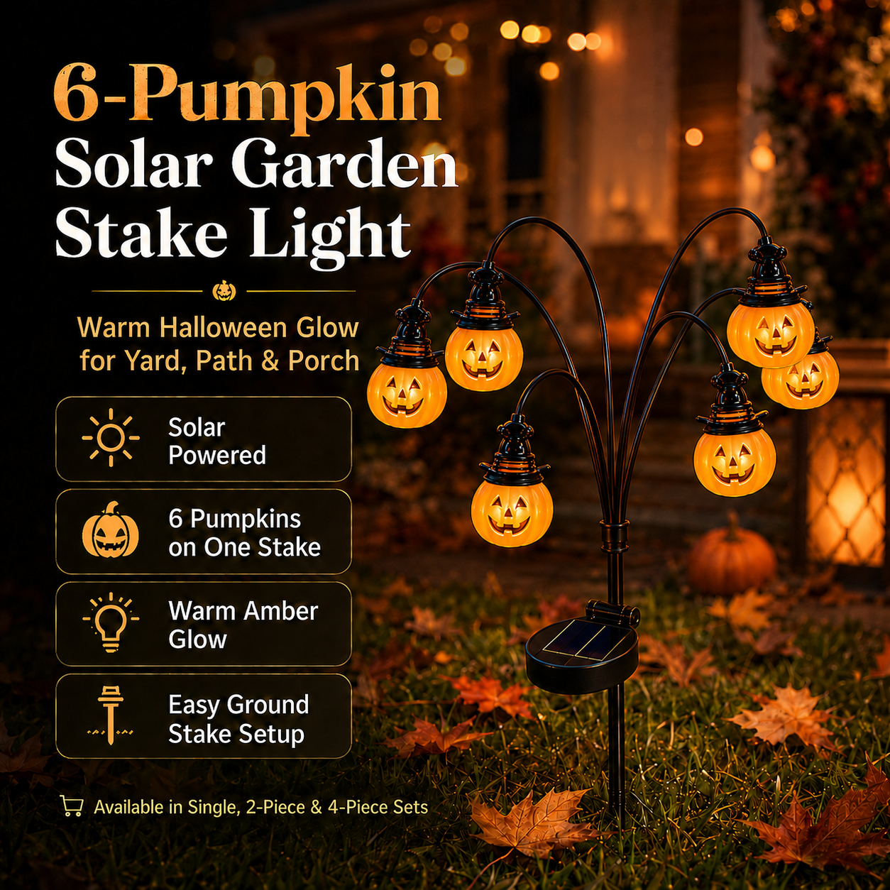 Solar-Powered Halloween Pumpkin Garden Stake Light