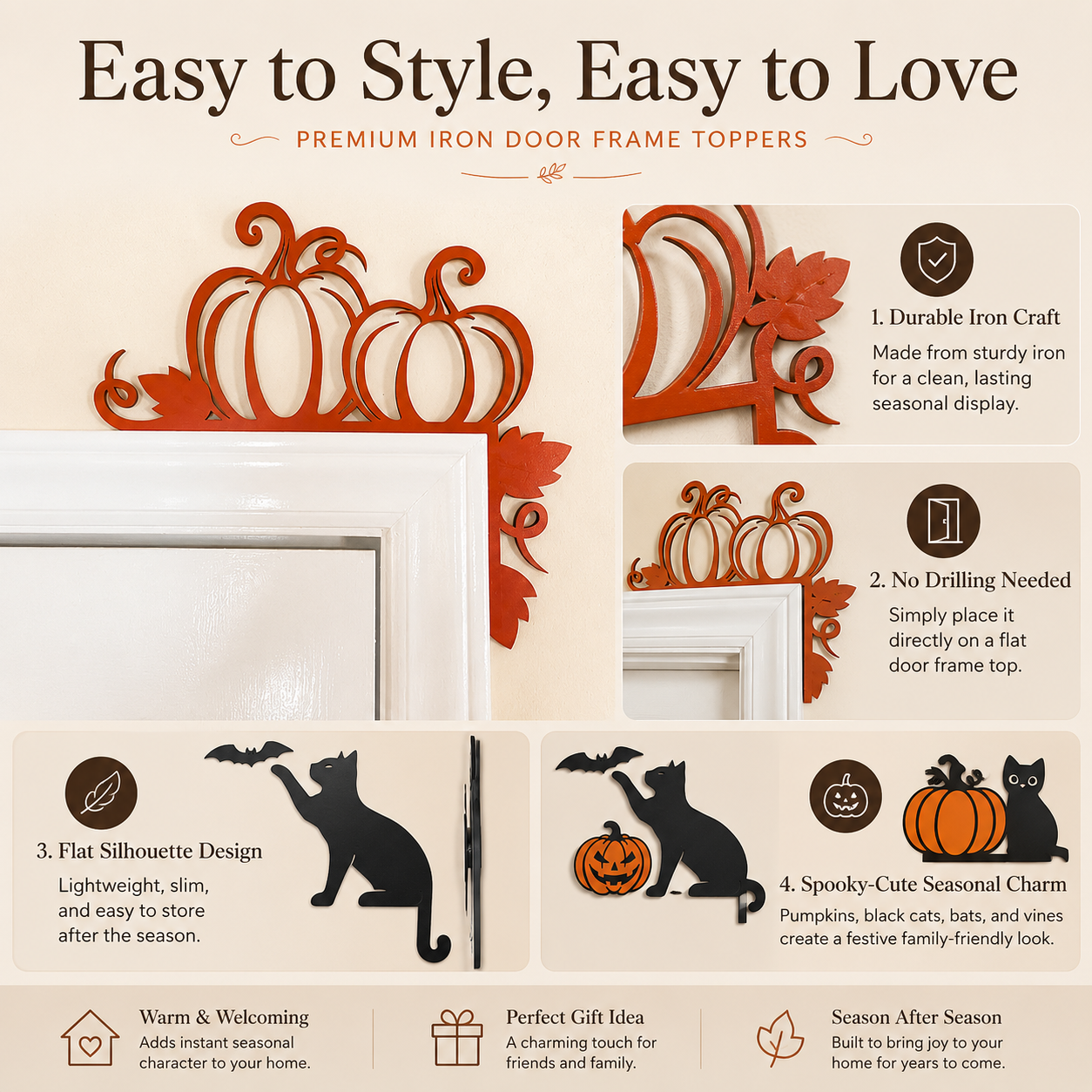 Fall & Halloween Metal Door Frame Toppers 🎃