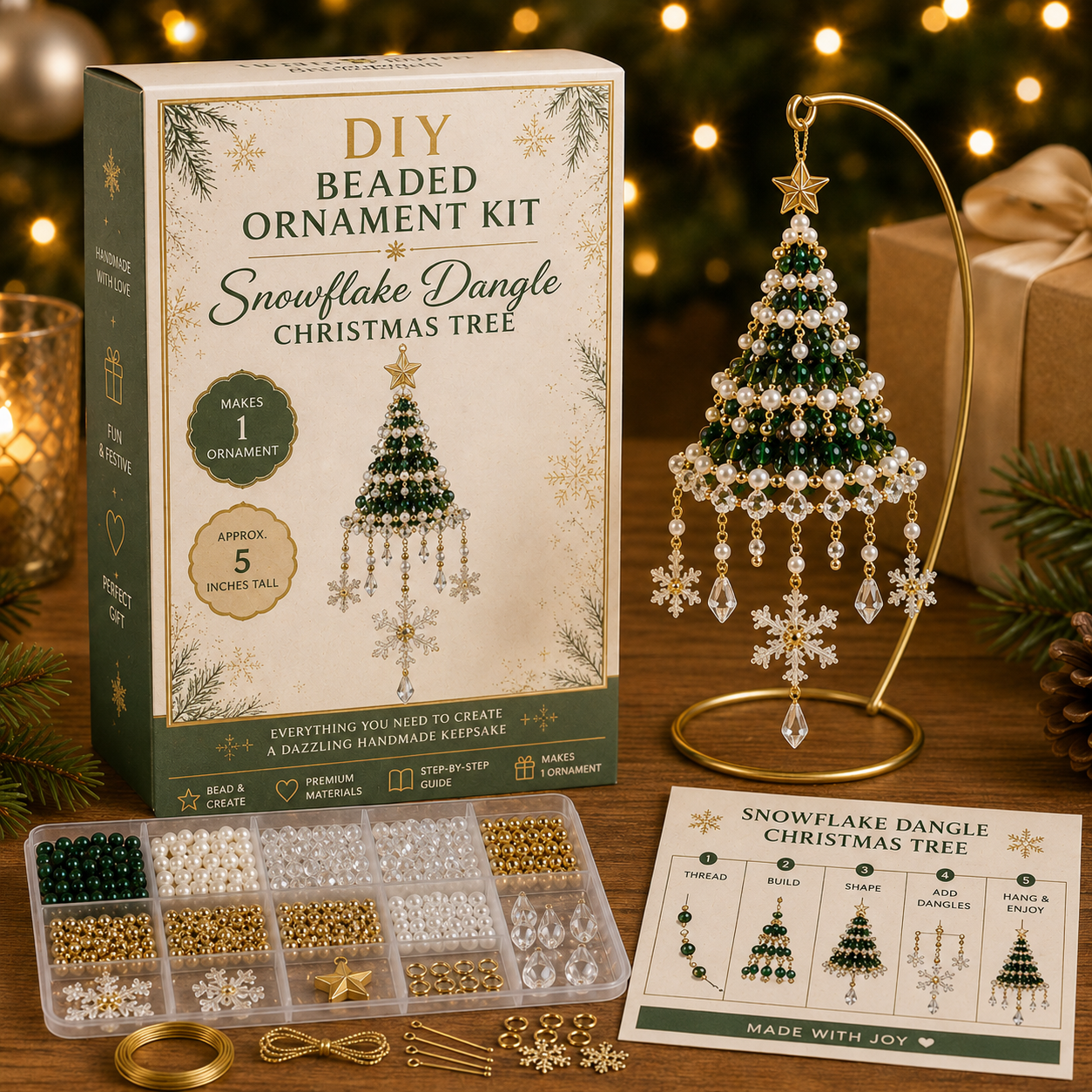 DIY Beaded Christmas Tree Ornament Kit