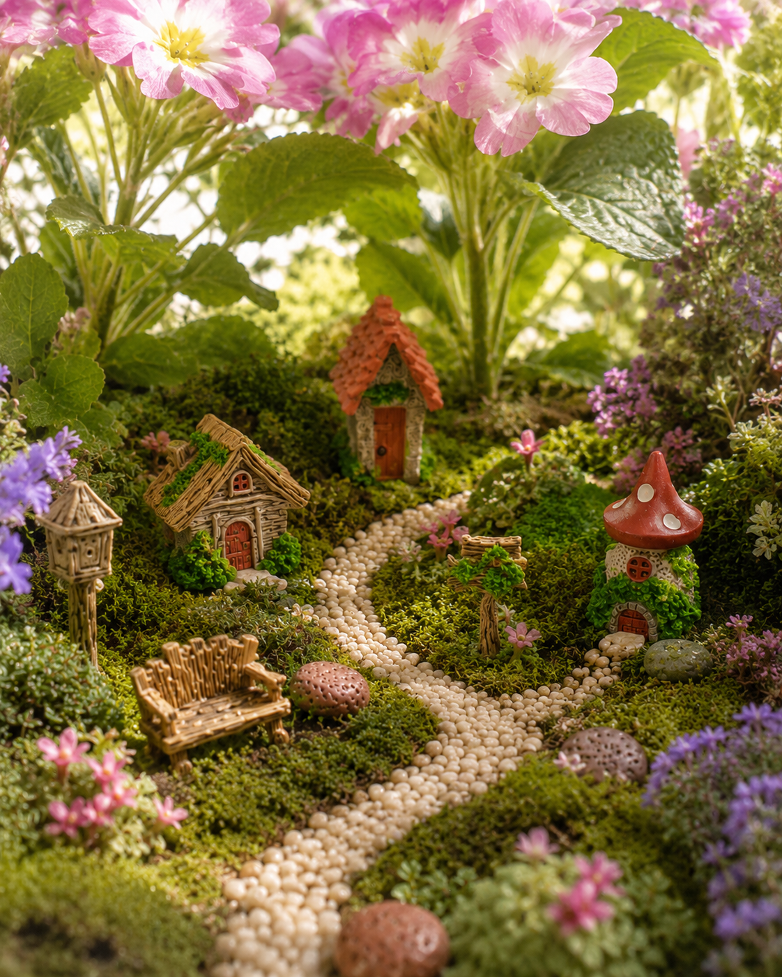 🌿 14-Piece Mini Fairy Garden Kit – Miniature Village Decor for Plant Pots, Terrariums & Backyard Micro Landscapes