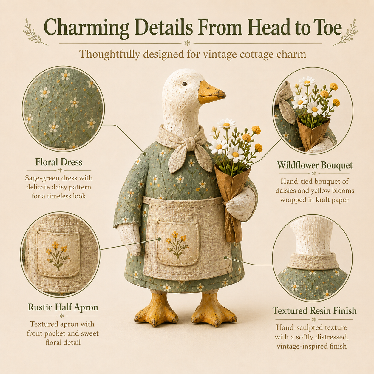 Vintage Garden Goose Figurine