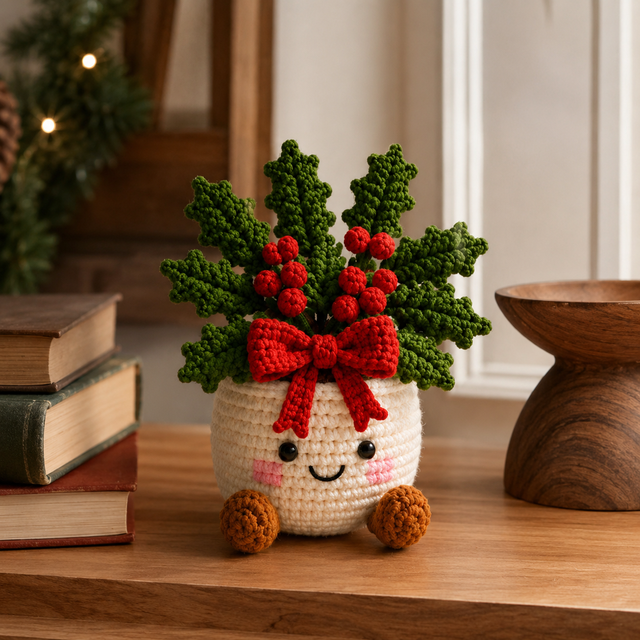 Handmade Crochet Christmas Potted Decor