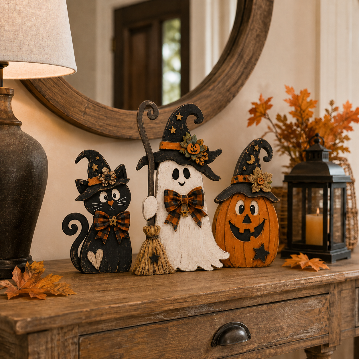 Rustic Halloween Wooden Trio Set