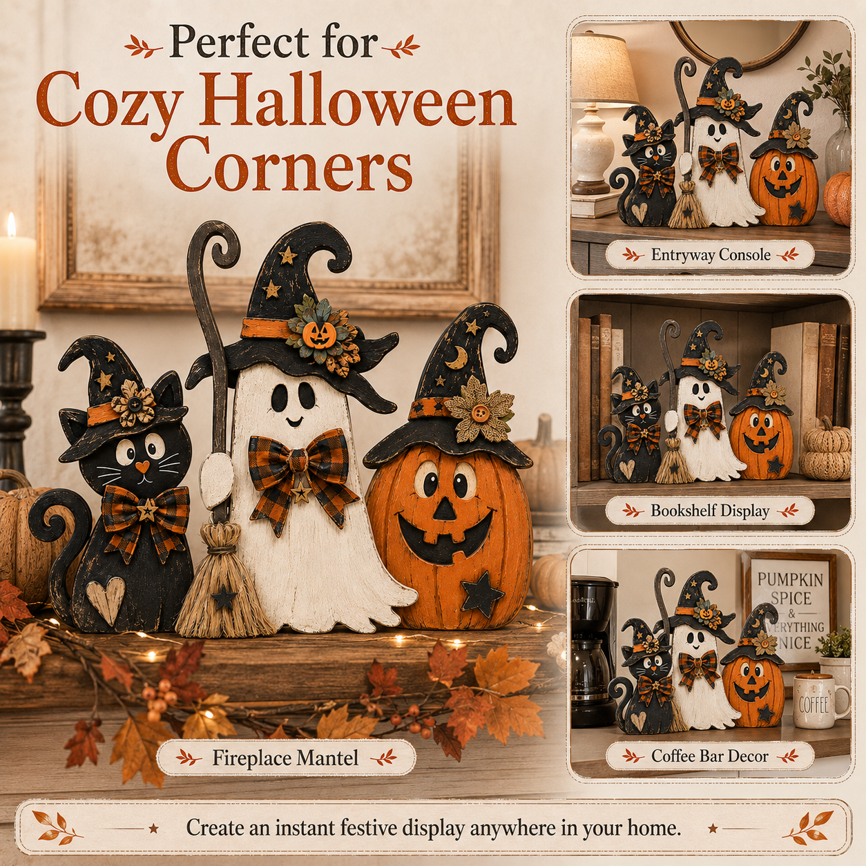 Rustic Halloween Wooden Trio Set