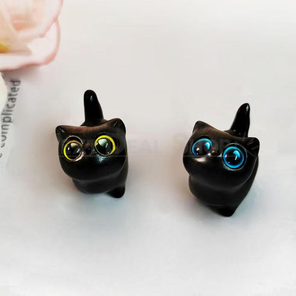 Set of 5 Adorable Wooden Cat Figurines