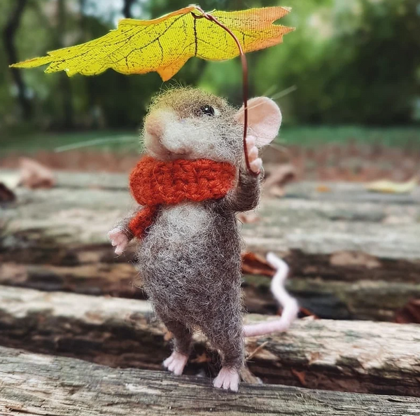 Handmade Needle Felted Mouse Ornament