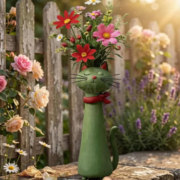 Hand Painted Cat Flower Vase