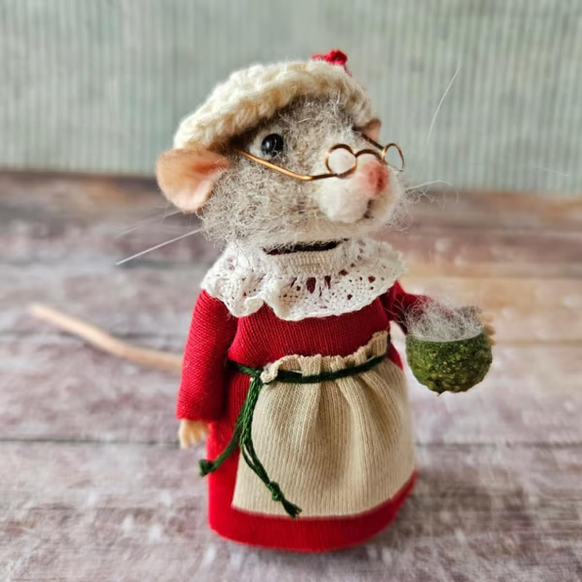 Handmade Needle Felted Mouse Ornament