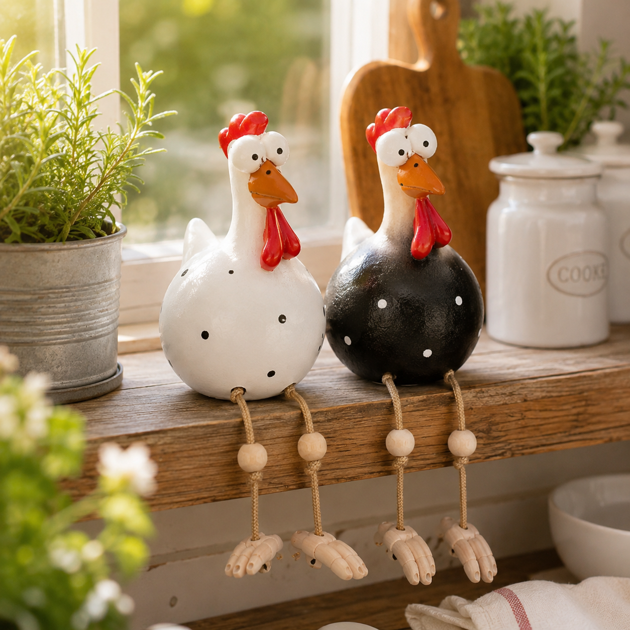 Funny Hanging Leg Rooster Yard Ornament