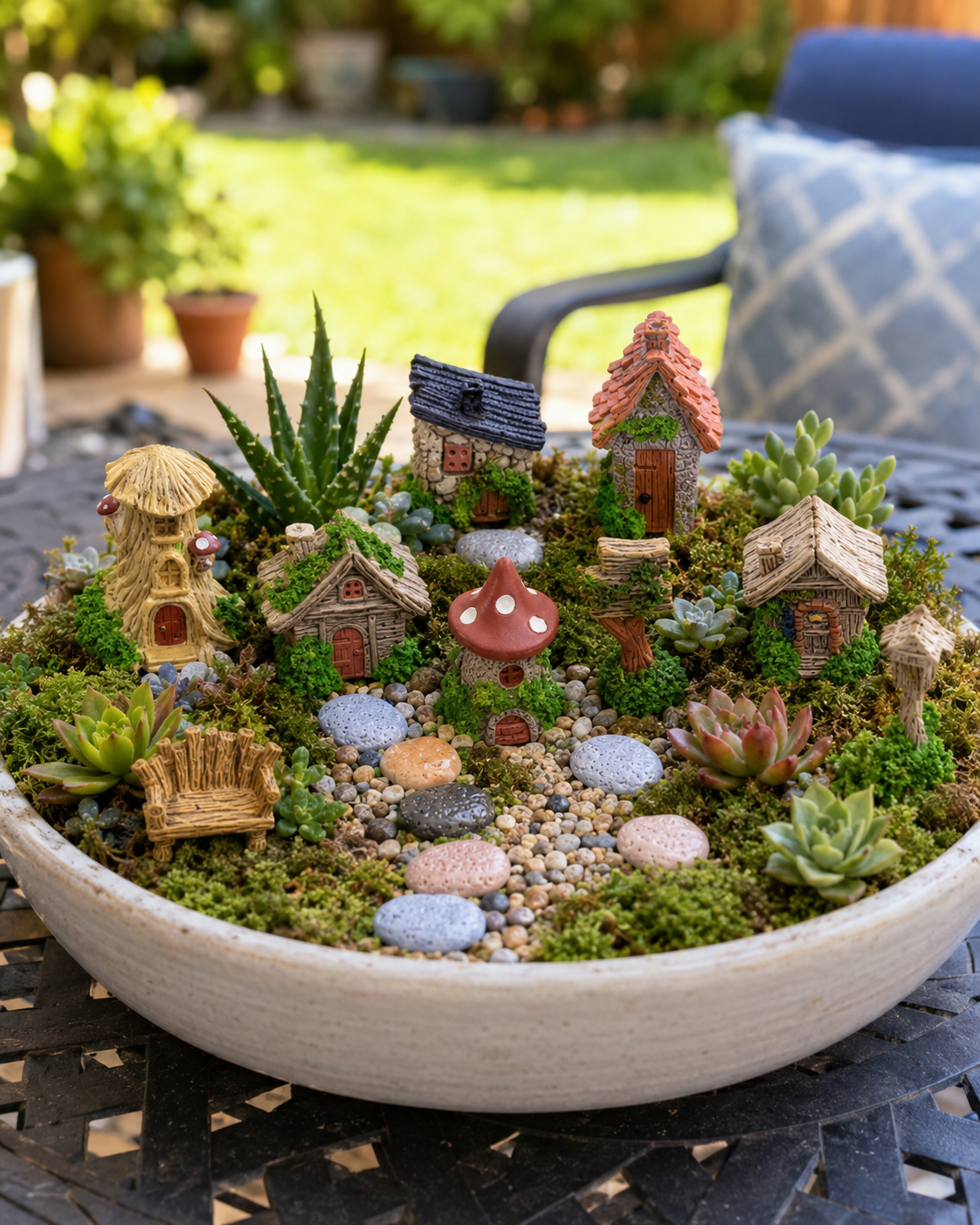 🌿 14-Piece Mini Fairy Garden Kit – Miniature Village Decor for Plant Pots, Terrariums & Backyard Micro Landscapes