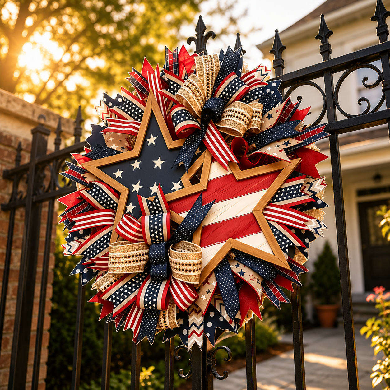 2026 Popular American Independence Day Flag Garland, National Day Holiday Decoration Scene Decoration, Front Door Pendant Props, National Flag Ribbon Styles, Yard Can Be Hung, Door Celebration Plaque, 