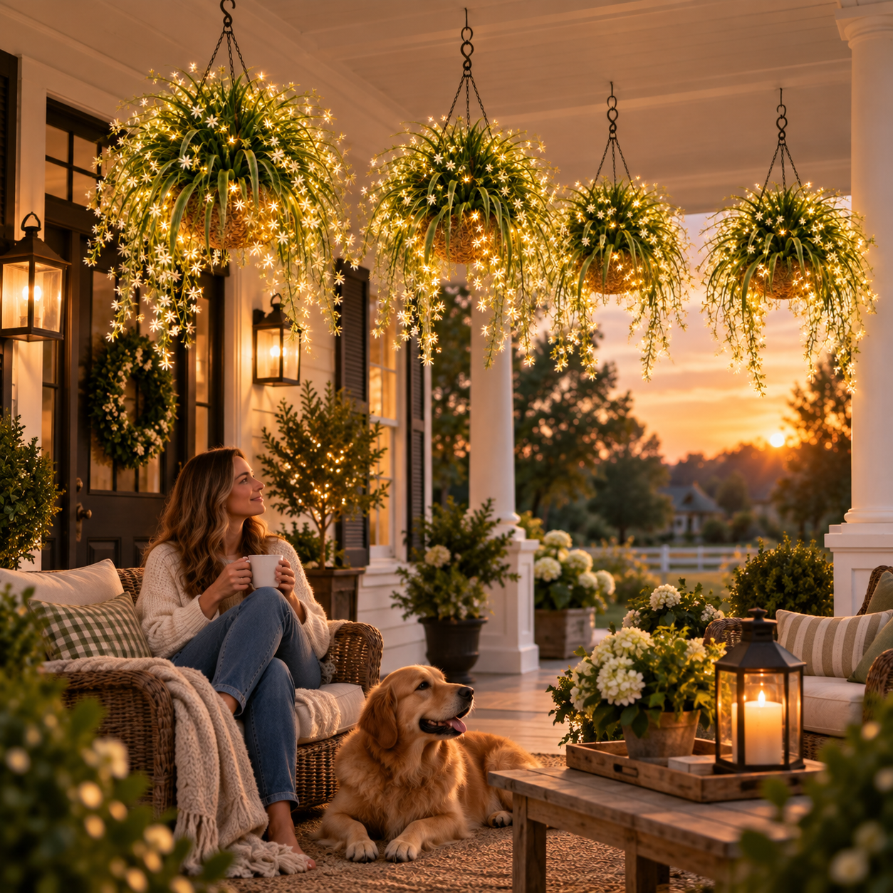 Blooming Fairy Light Hanging Basket