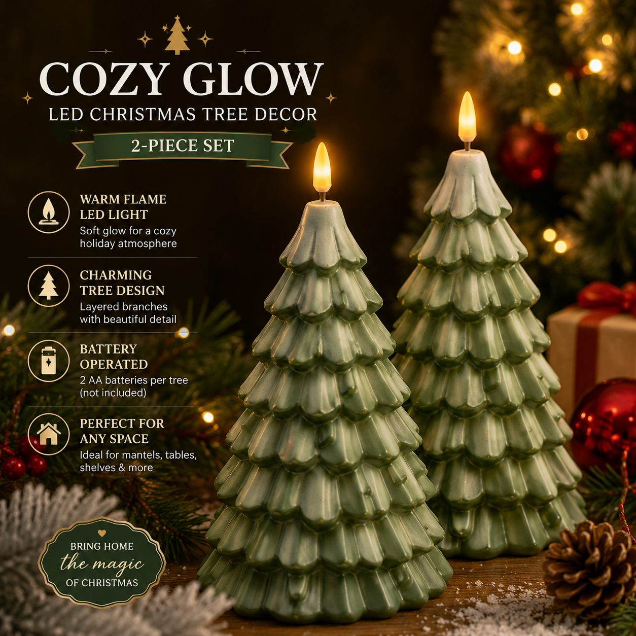 Cozy Glow LED Christmas Tree Decor – 2-Piece Set 🎄✨