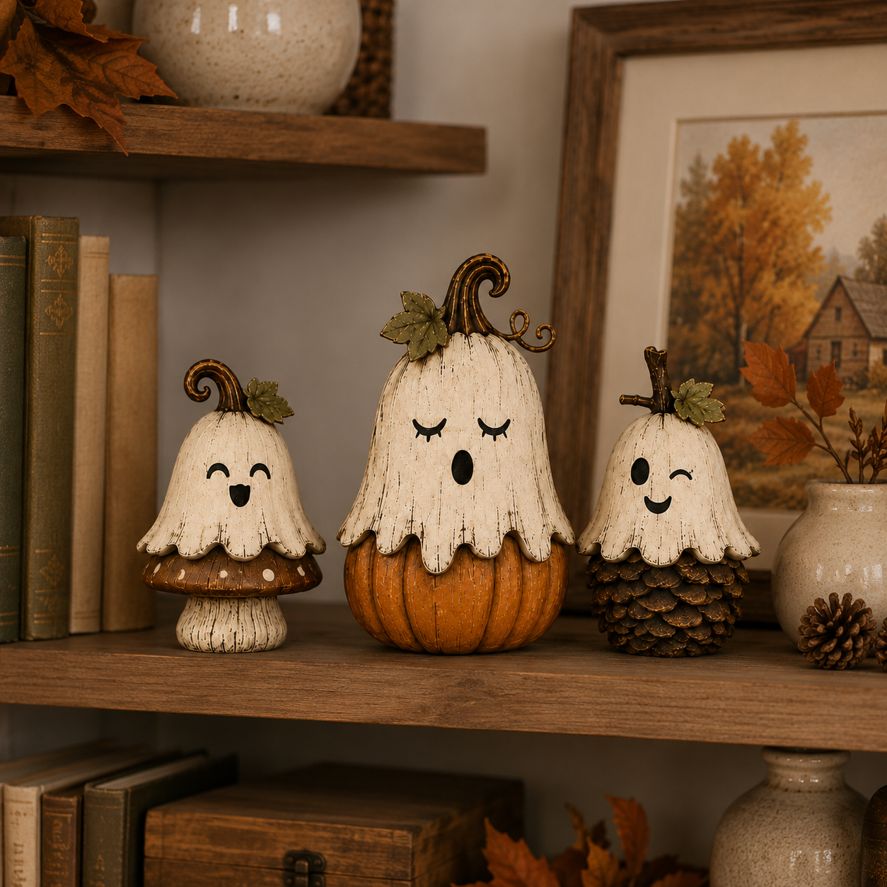 Vintage Ghost Pumpkin Collection - set of 3