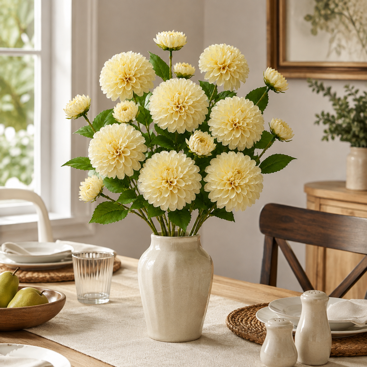 29.9 in Lifelike Dahlia Artificial Flower Bouquet – 5 Stems, 15 Blooms