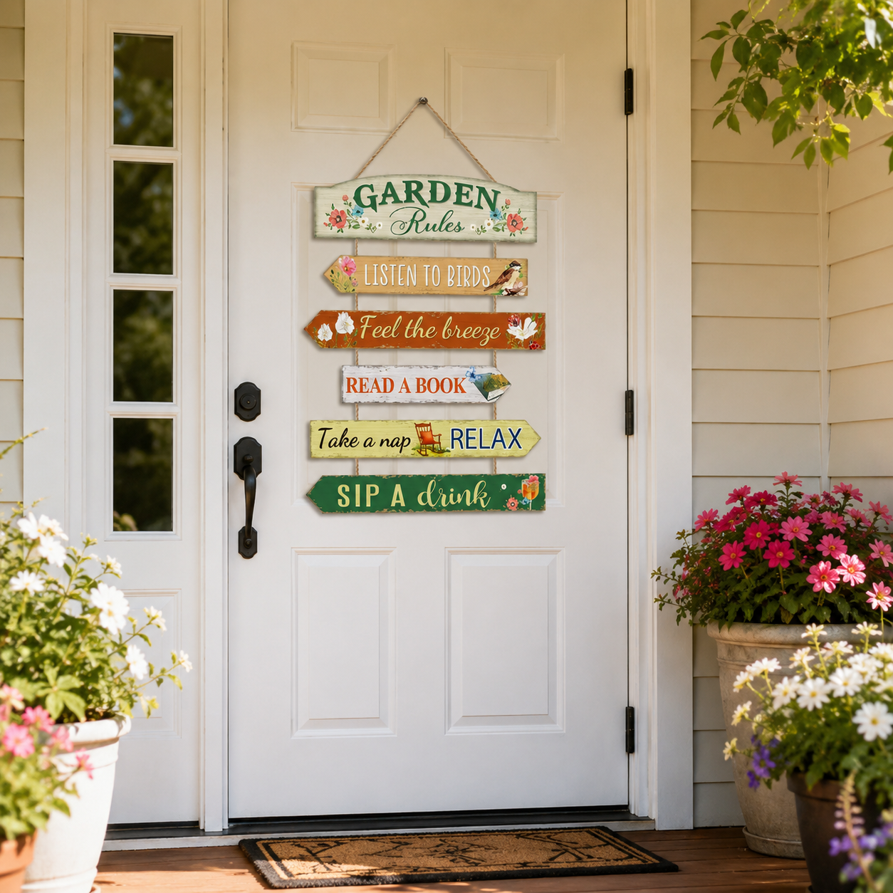 6pcs Wooden Outdoor Fun Garden Rule Signs Set-Gardening Enthusiast Decor, Outdoor Garden Sign Plaques