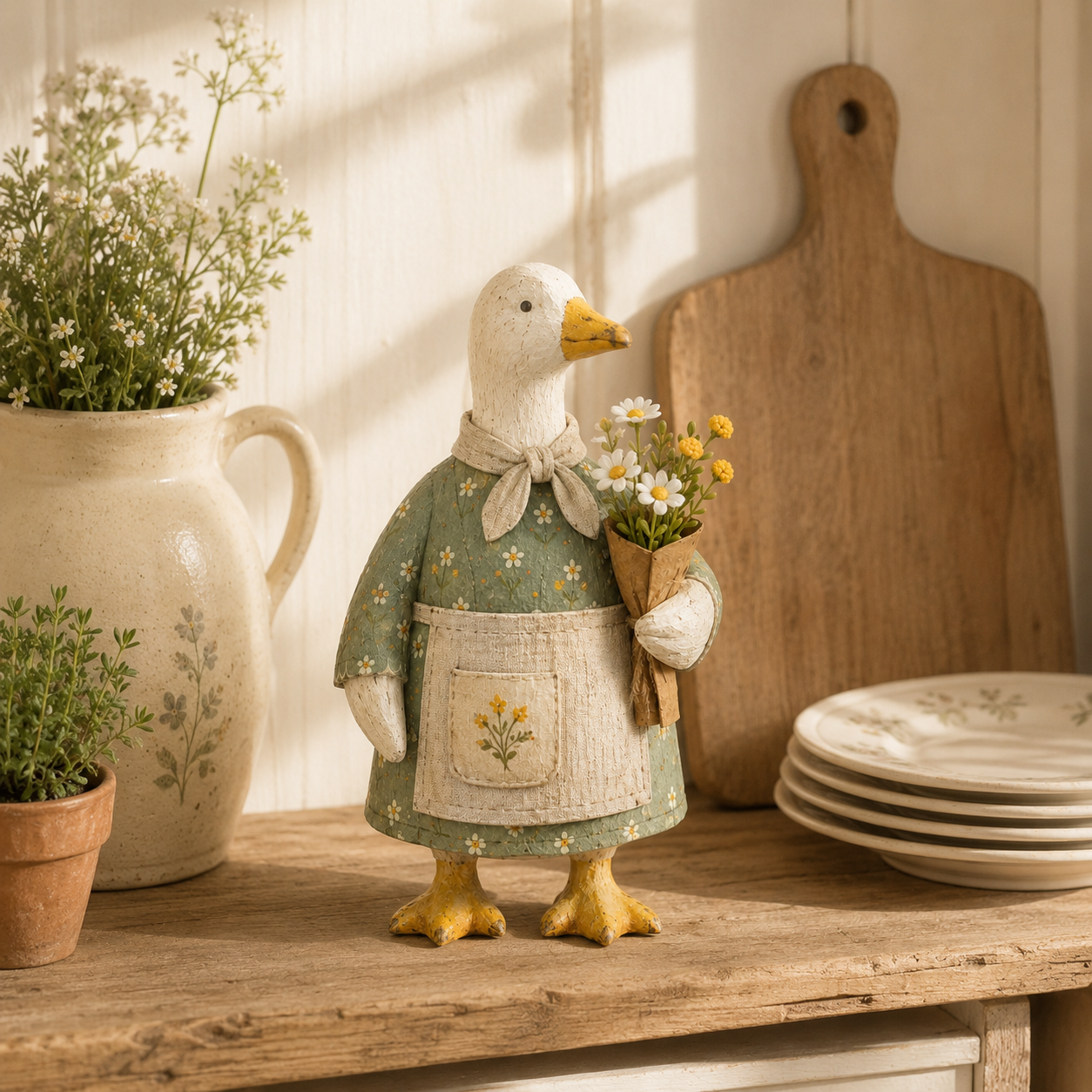 Vintage Garden Goose Figurine