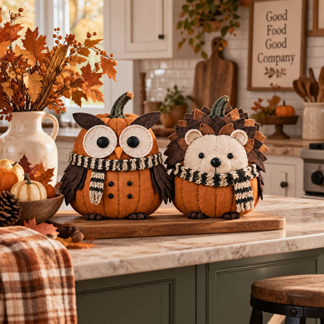 Pumpkin Woodland Friends Fabric Fall Decor