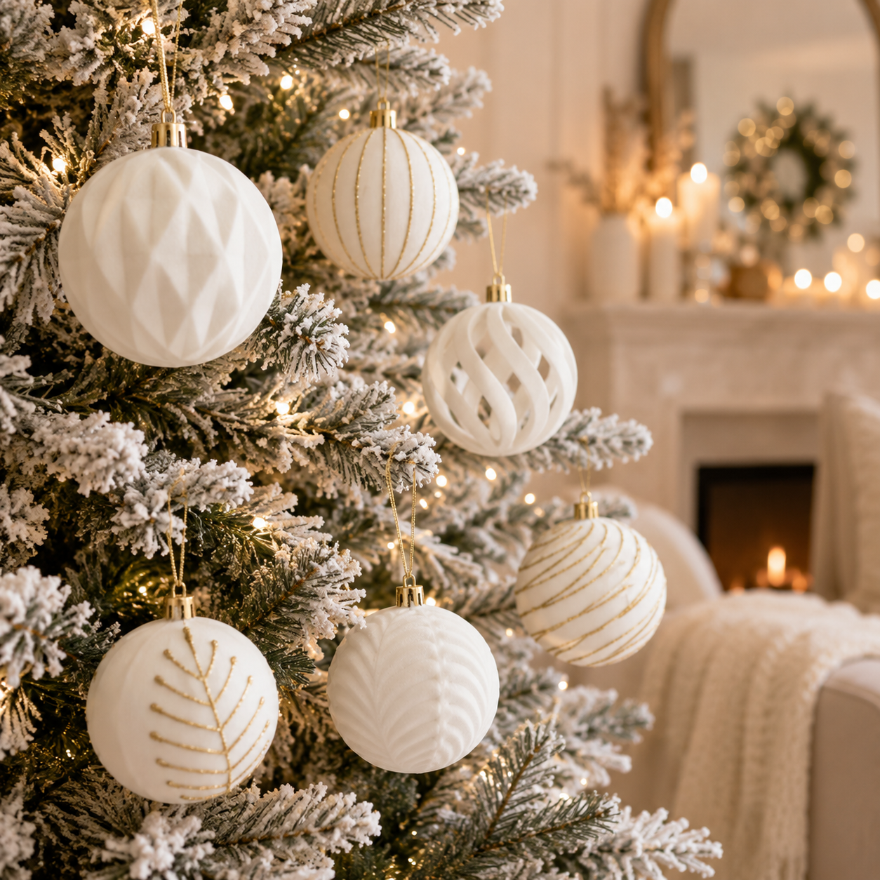 Luxe Velvet Christmas Ornaments – 6-Piece Holiday Bauble Set