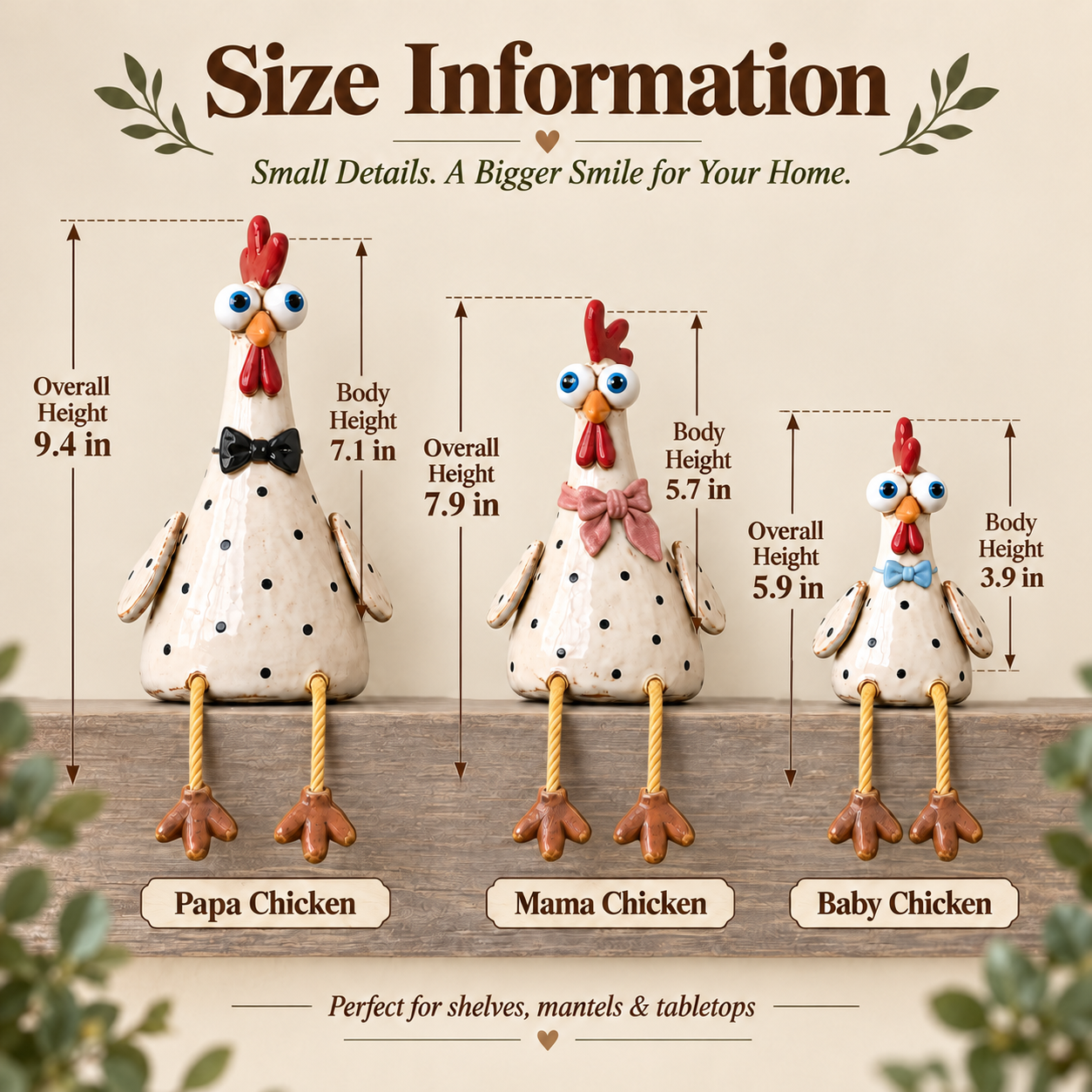 Rustic Chicken Family Figurine Collection - Cute Farmhouse Chicken Decor