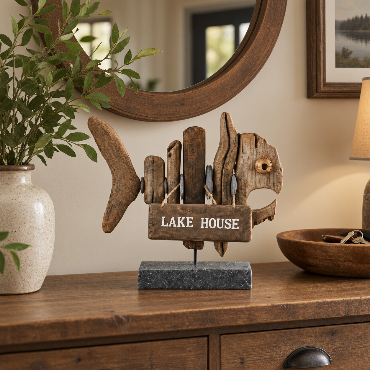Vintage Lake House Fish Sculpture
