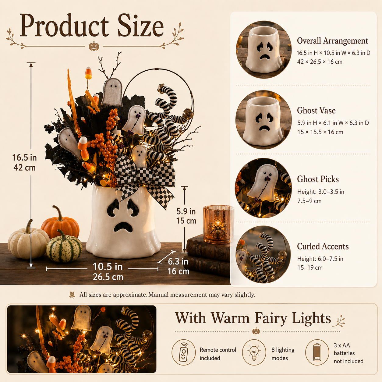 Whimsical Lighted Ghost Vase Halloween Centerpiece