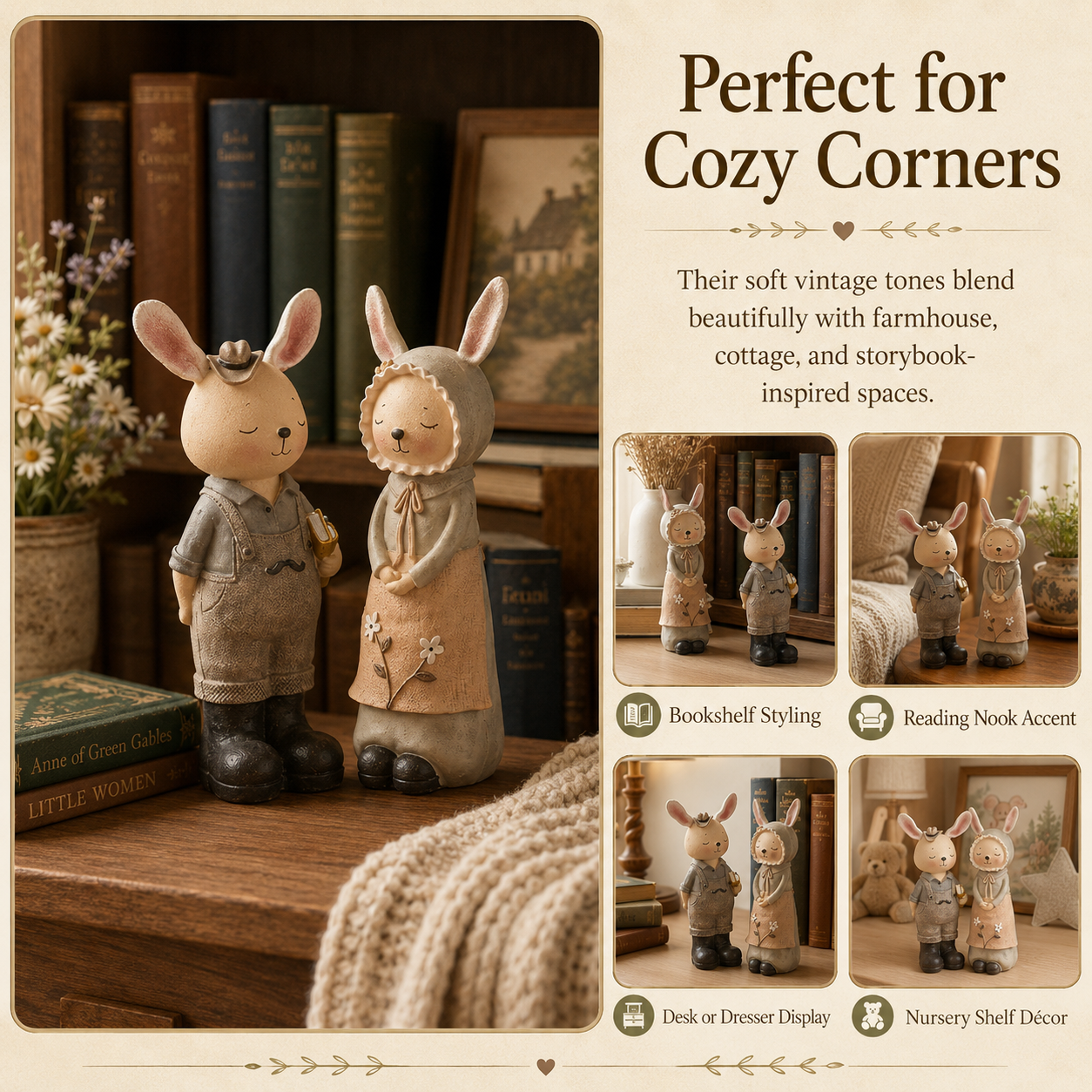 Vintage Storybook Bunny Couple Coin Banks 🐰