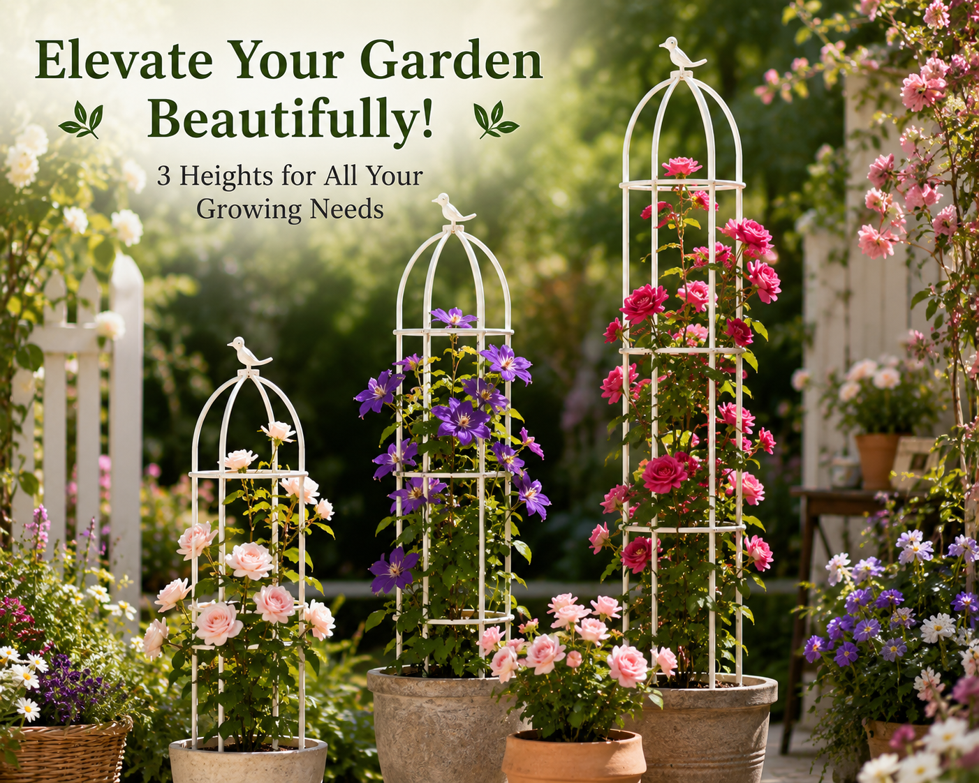 Charming Bird Cage Trellis for Roses & Climbing Plants