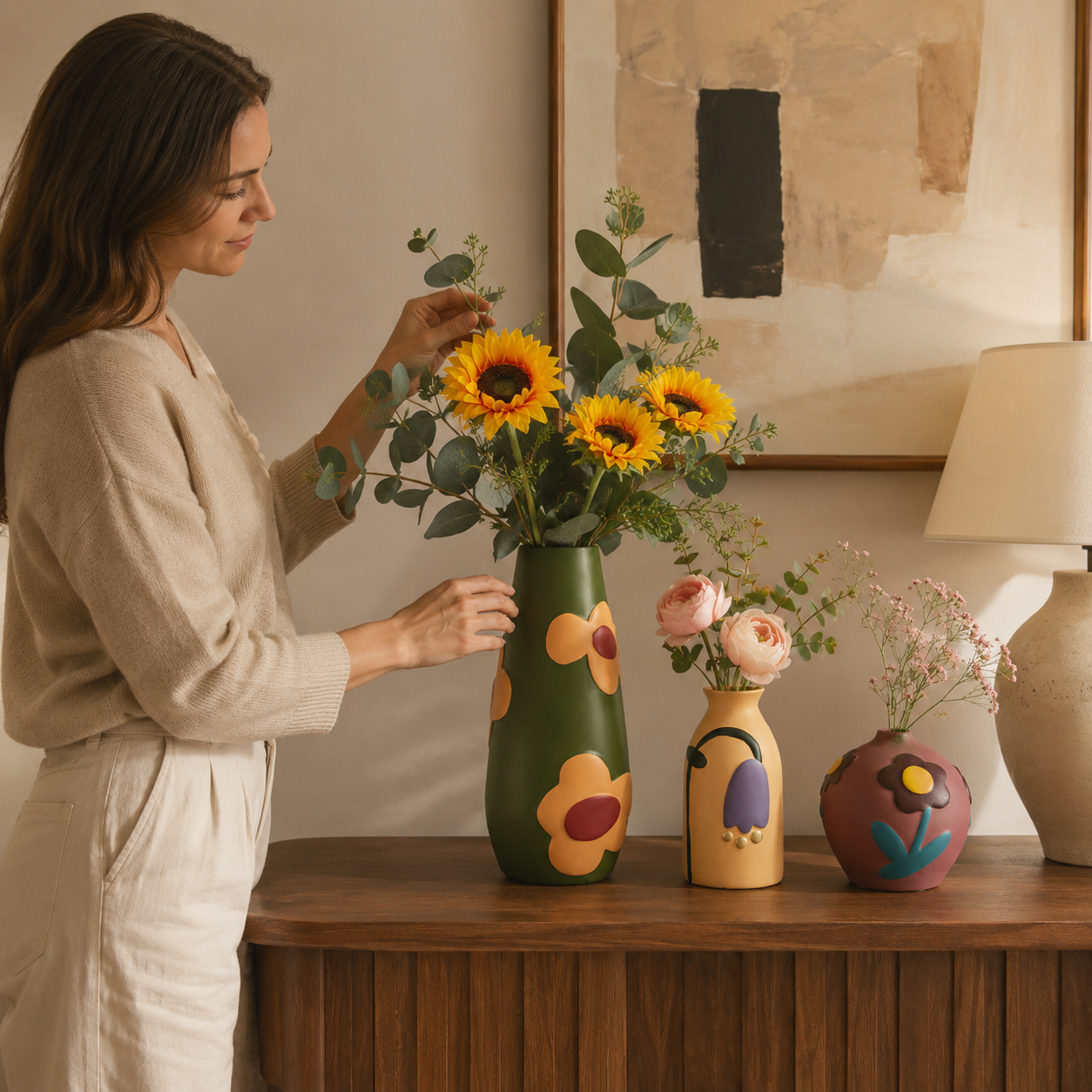 Retro Bloom Sculpted Resin Vase Collection